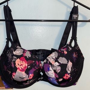 Torrid Black Floral Push-up Plunge Bra